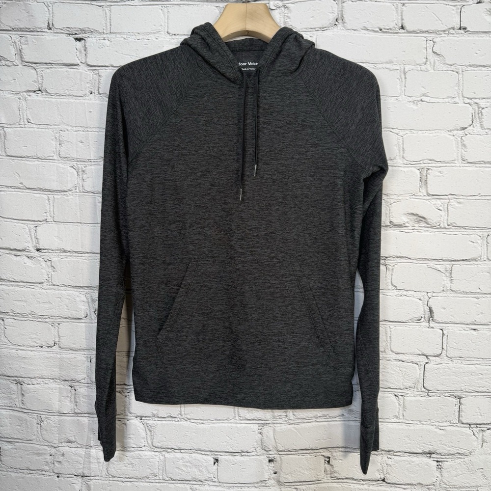 Outdoor Voices Unisex CloudKnit Hoodie‎ S Heather Black Stretch Performance